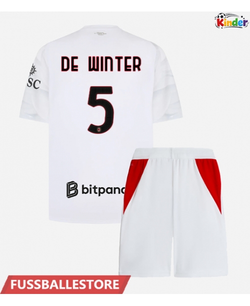 Günstige AC Milan Koni De Winter #5 Auswärts Trikotsatzt Kinder 2026-27 Kurzarm (+ Kurze Hosen)